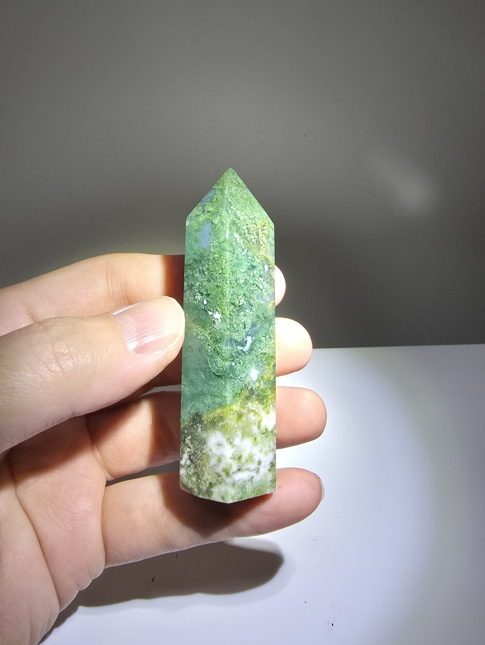 Moss Agate Crystal Tower #I